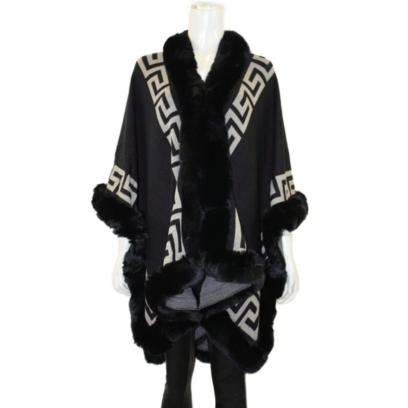 NWT beautiful wrap coat with faux fur trim one size - Picture 2 of 6